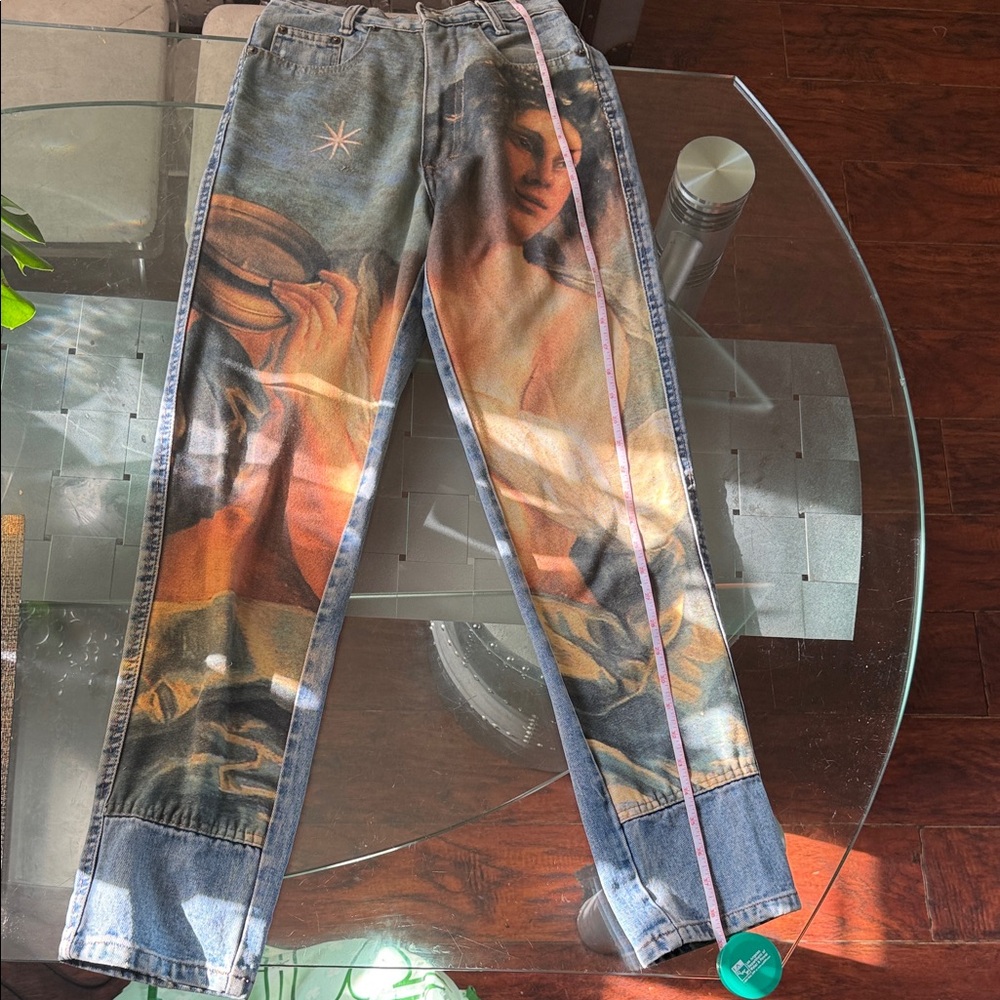 Artistic Print Straight Leg Jeans - Picture 6 of 6
